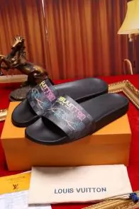 louis vuitton slippers cheap printing coconut tree black